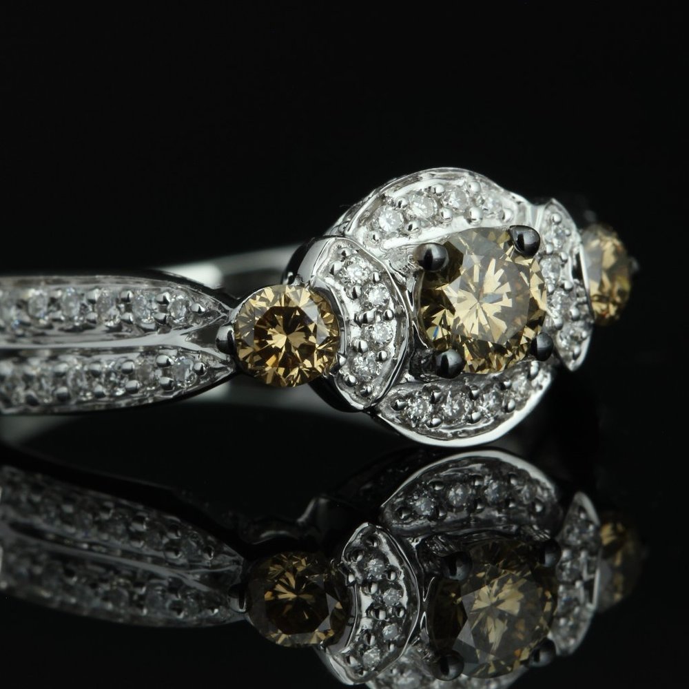 LeVian Engagement Ring / Chocolate & Vanilla Diamond / 14K